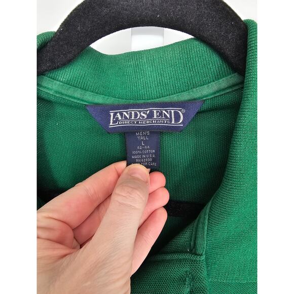 Lands' End Men's Green Short Sleeve Collared Neck Polo T-shirt Size Tall L - Picture 3 of 4